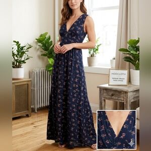 Modcloth Navy Floral Maxi Dress